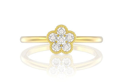 DIAMOND MILGRAIN CLOVER ENGAGEMENT RING - 0.25CTW