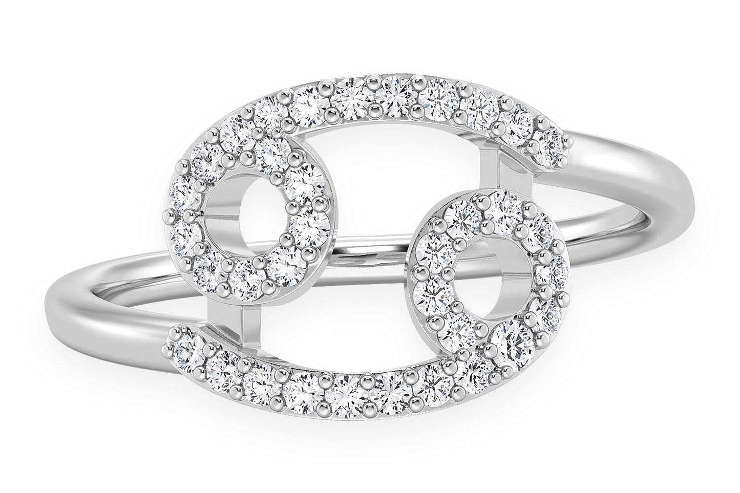CANCER ZODIAC DIAMOND RING 14K SOLID GOLD 0.20CTW
