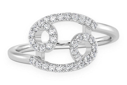 CANCER ZODIAC DIAMOND RING 14K SOLID GOLD 0.20CTW