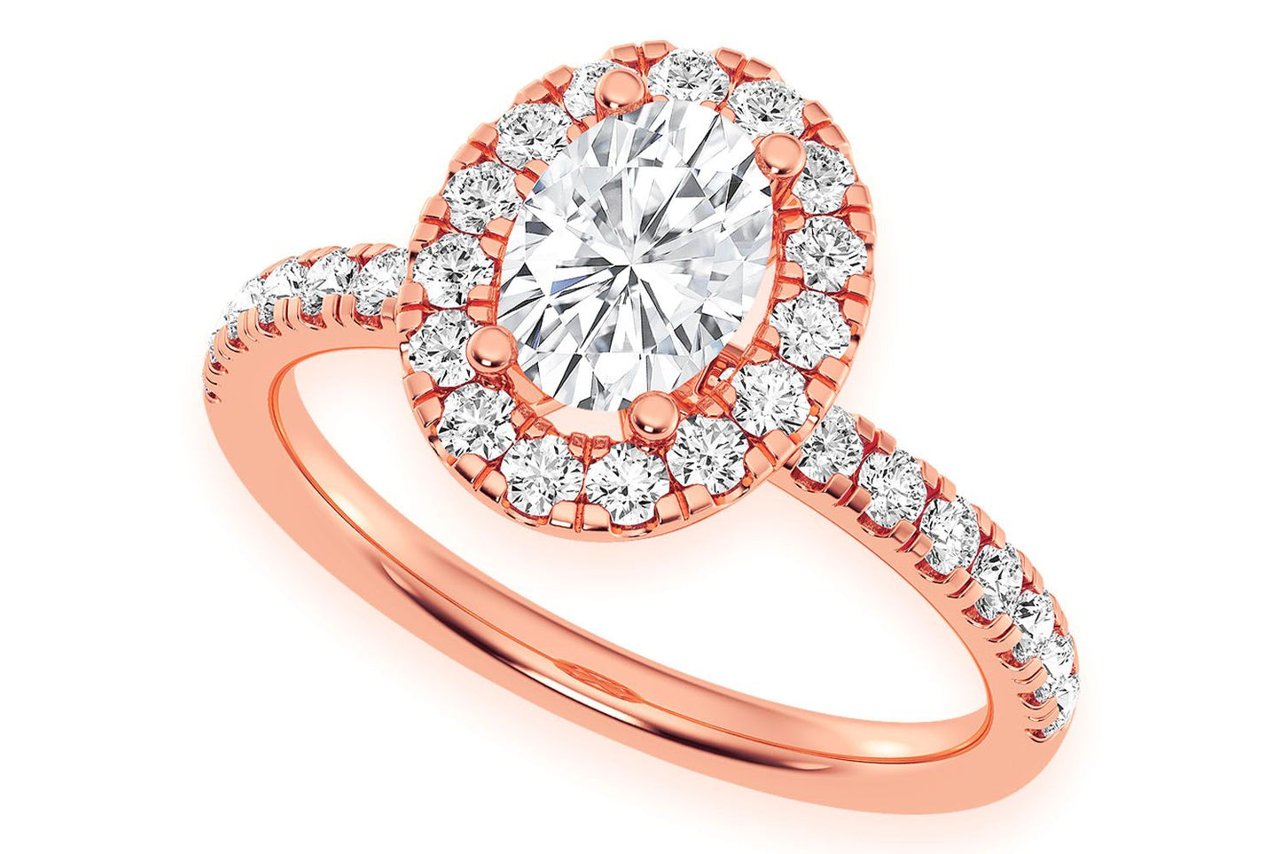 THAV - 0.75CT OVAL SOLITAIRE - SCALLOP HALO ONE ROW - DIAMOND ENGAGEMENT RING