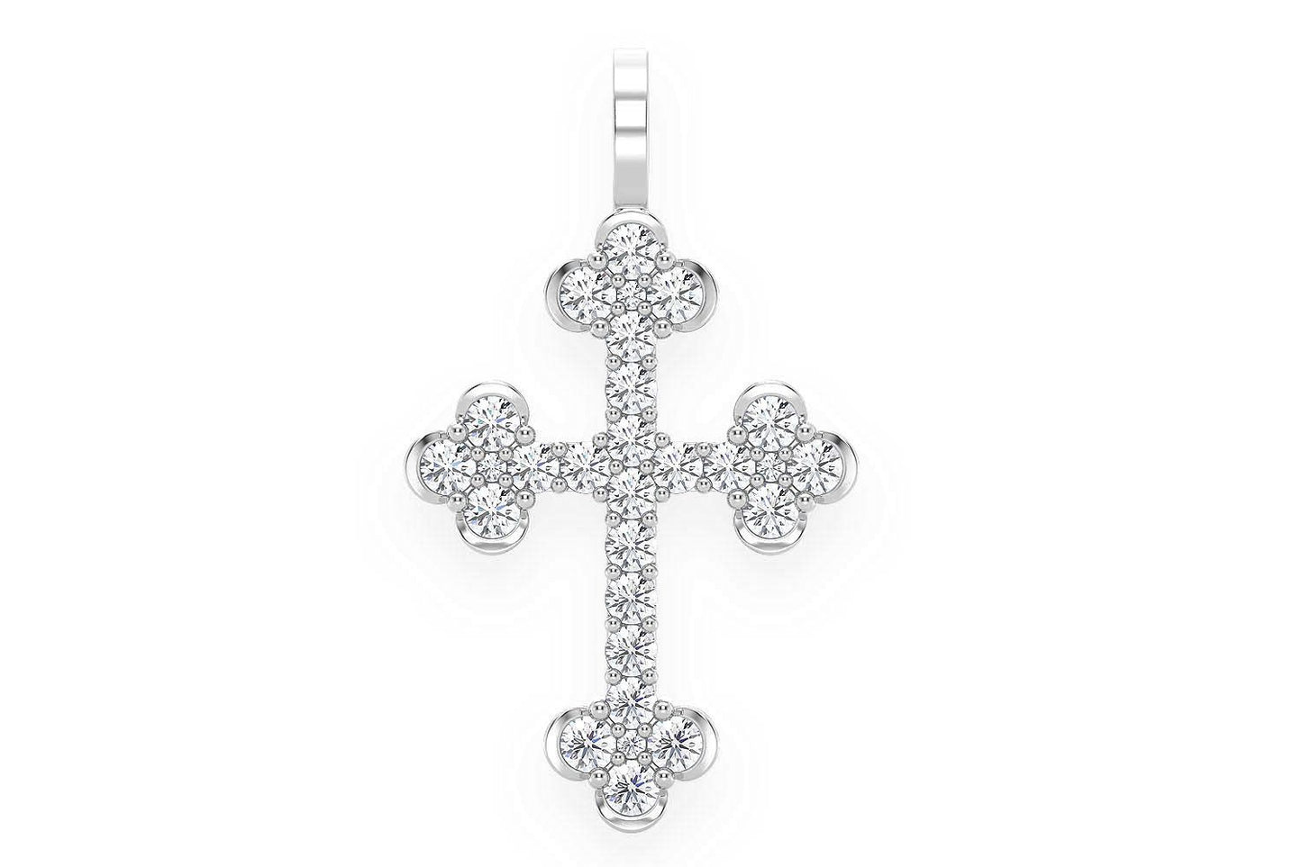 PANDANT CU CRUCE SELENE ȘI DIAMANT, AUR MASIV DE 14K, 0.85CT