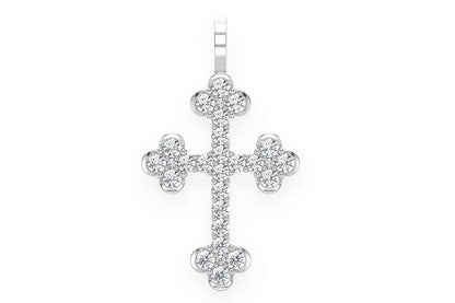 PANDANT CU CRUCE SELENE ȘI DIAMANT, AUR MASIV DE 14K, 0.85CT