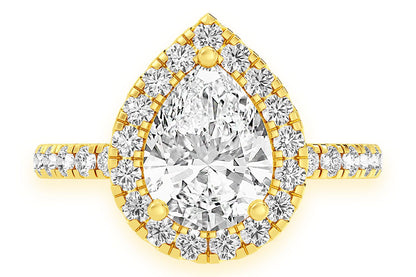 THAV - 1.50CT PEAR SOLITAIRE - SCALLOP HALO ONE ROW - DIAMOND ENGAGEMENT RING