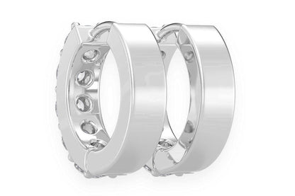 ONE ROW HOOP DIAMOND EARRINGS 14K SOLID GOLD 0.80CTW
